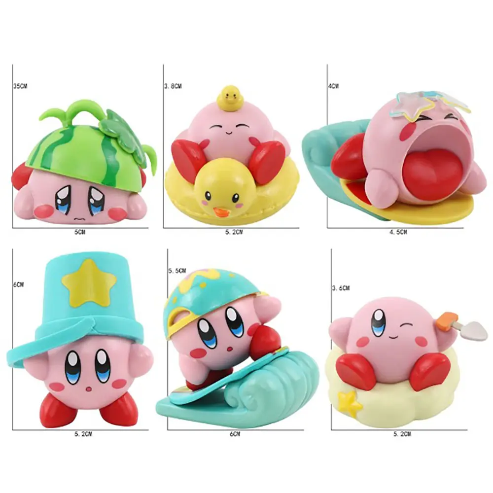 Star Kirby Figures Toys with Kirby Cartoon Storage Bag PVC Cute Figure Action Toy Drawstring Pocket