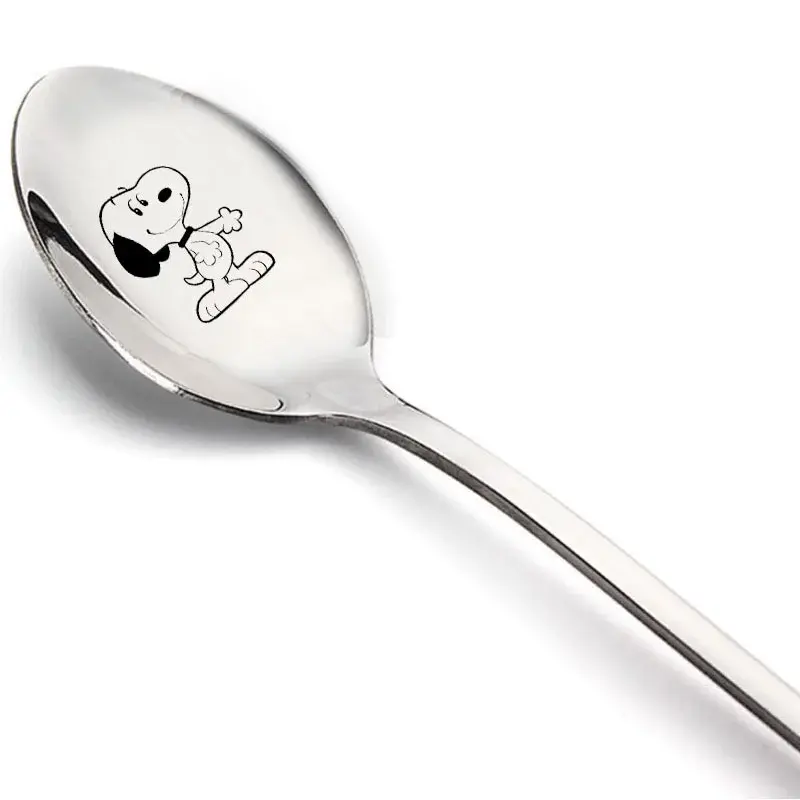 Snoopy Spoon Stainless Steel Drop Resistant  Baby Cutlery Ice Cream Pudding Cute Cartoon Anime Creative Spoons Birthday Gifts