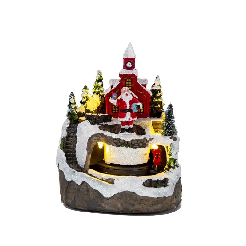 Christmas New Product Creative Ornament Electric Music Light House Snowhouse Christmas Gift Resin Crafts Christmas