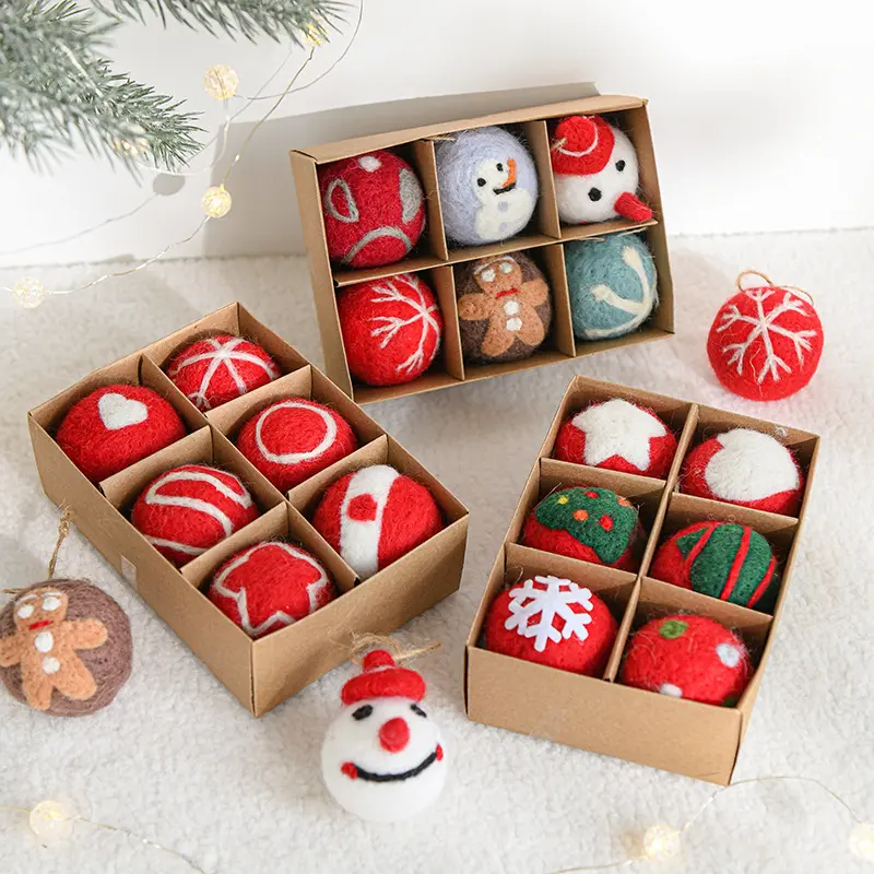 INS Snowflake Christmas Tree Decorative Ball Wool Felt DIY Material Small Pendant Christmas Decorations Holiday Atmosphere Props