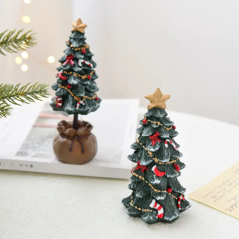 Christmas Decoration Resin Mini Desktop Christmas Tree Decoration Christmas Gifts Party Supplies Festival Desktop Ornament
