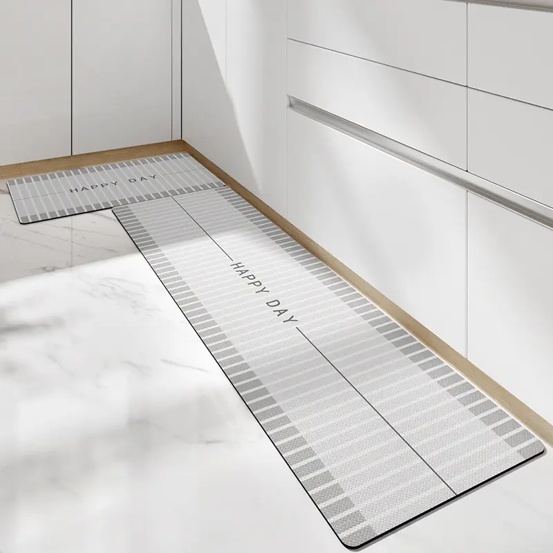 Nordic PVC Kitchen Carpet for Floor PU Leather Waterproof Kitchen Mat Non Slip Entrance Doormat Foot Pad Long Bedroom Rugs