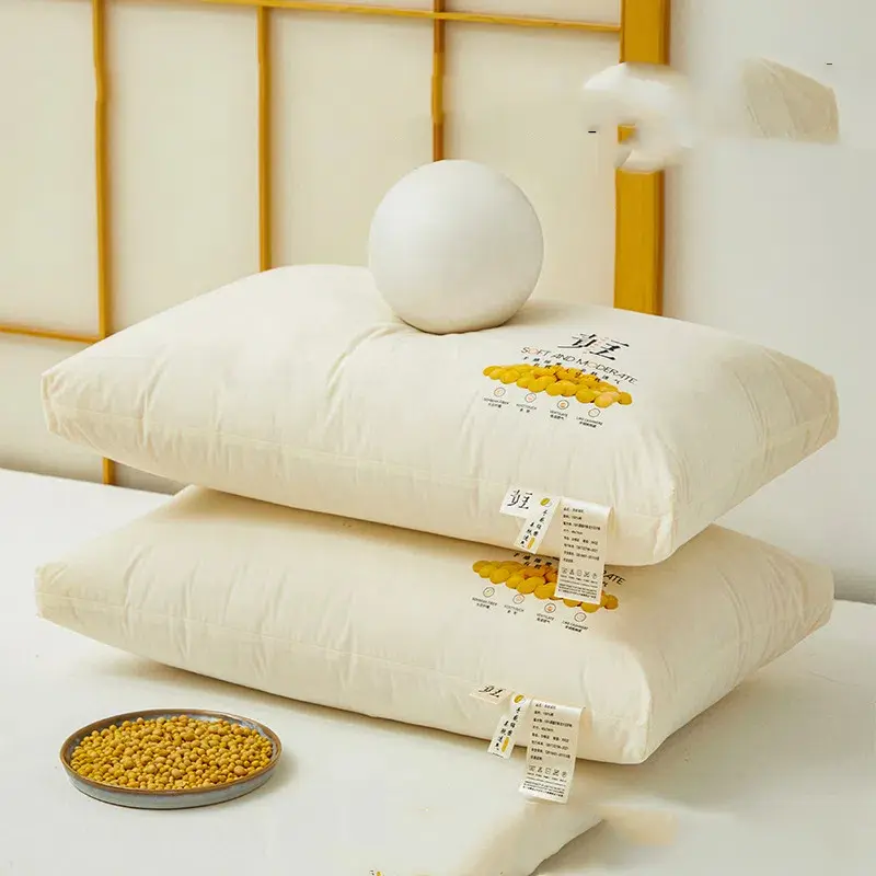 Class A Cotton Soybean Fiber Core Household Neck Pillow Cotton Soybean Pillow Help Sleep Super Soft Low Loft Pillow No Collapse
