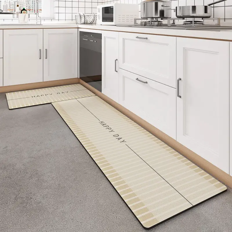 Nordic PVC Kitchen Carpet for Floor PU Leather Waterproof Kitchen Mat Non Slip Entrance Doormat Foot Pad Long Bedroom Rugs