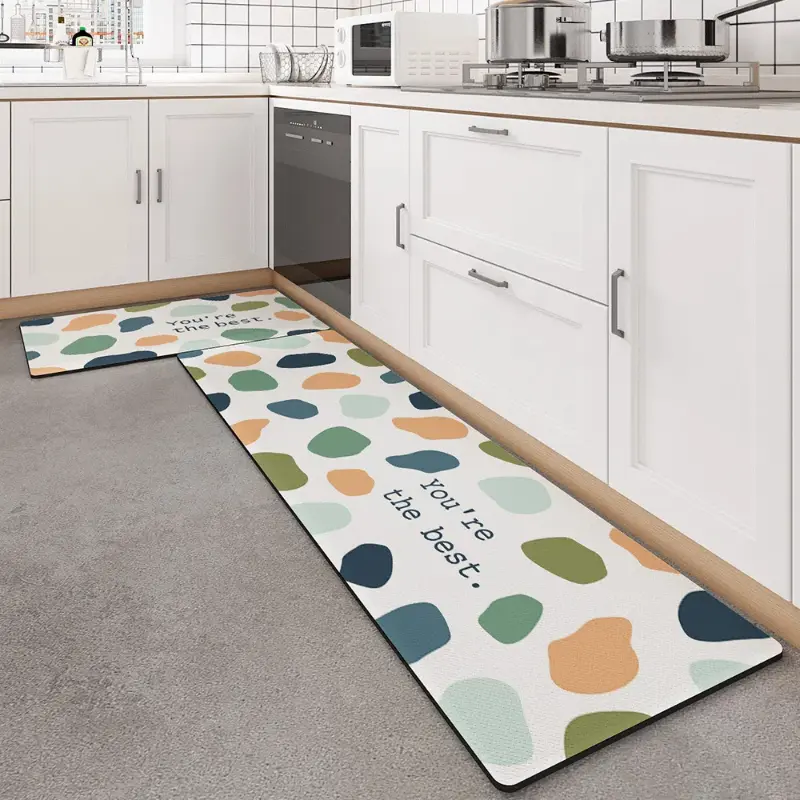 Nordic PVC Kitchen Carpet for Floor PU Leather Waterproof Kitchen Mat Non Slip Entrance Doormat Foot Pad Long Bedroom Rugs