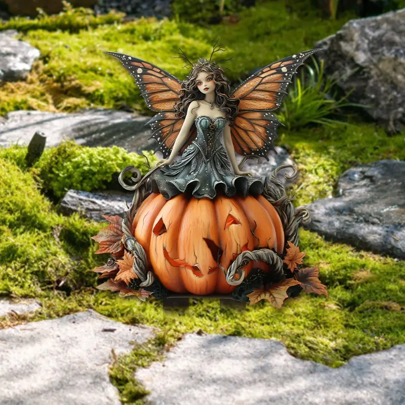 2024 New Halloween Interesting Witch Fairy Hanging Mistletoe with Crystal Acrylic Decor Garden Halloween Simulated Pumpkin Decor