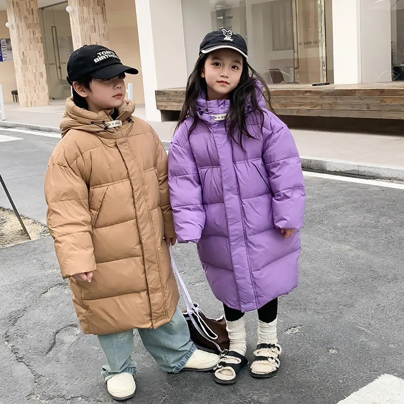 Children Heavy Knee Length Hooded Coat Kid Outerwear Kids Coat Korean New Autumn Winter Fashion Style Mid Length Down Jacket NEW