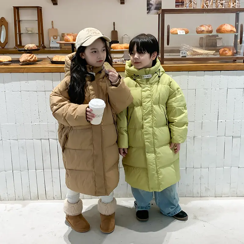 Children Heavy Knee Length Hooded Coat Kid Outerwear Kids Coat Korean New Autumn Winter Fashion Style Mid Length Down Jacket NEW