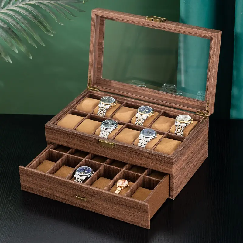 24 Digits Watch Organizer Storage Boxes for Travel Watches Pu Leather Display Multi-Purpose Storage Box for Watch and Jewelry