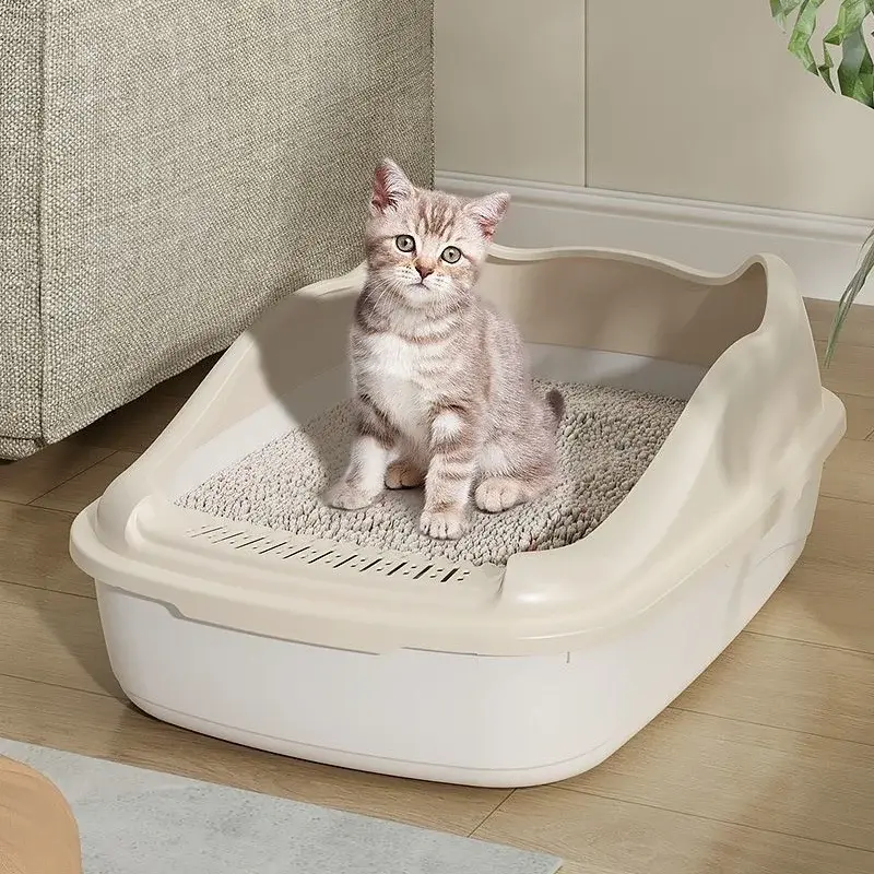 Cat Bedpans Cat Litter Box Pet Sandbox for Kitty Anti-Splash Cats Toilet Pet Sandbox Kitten Tray Bedpan Cleaning Cat Supplies