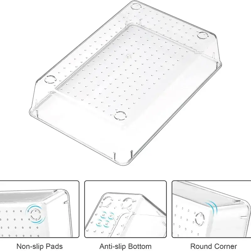 1/8pcs Drawer Organizers Transparent Storage Boxes Bins Case for Utensil Cosmetic Groceries Kitchen Tableware Office Desk Shelf