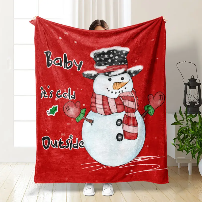 Christmas Decor Fleece Blanket for Sofa Bed Home Camping Multifunction Throw Nap Blankets Santa Claus Snowman Elk New Year Gift