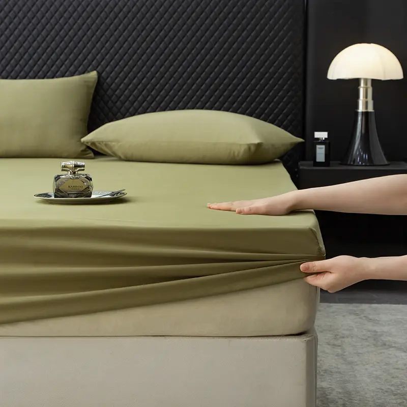 Eco-Friendly Eucalyptus Fiber Mattress Cover With Elastic Band Silky Bedspread Cooling Green Home Bedding US King Cool Bed Cover
