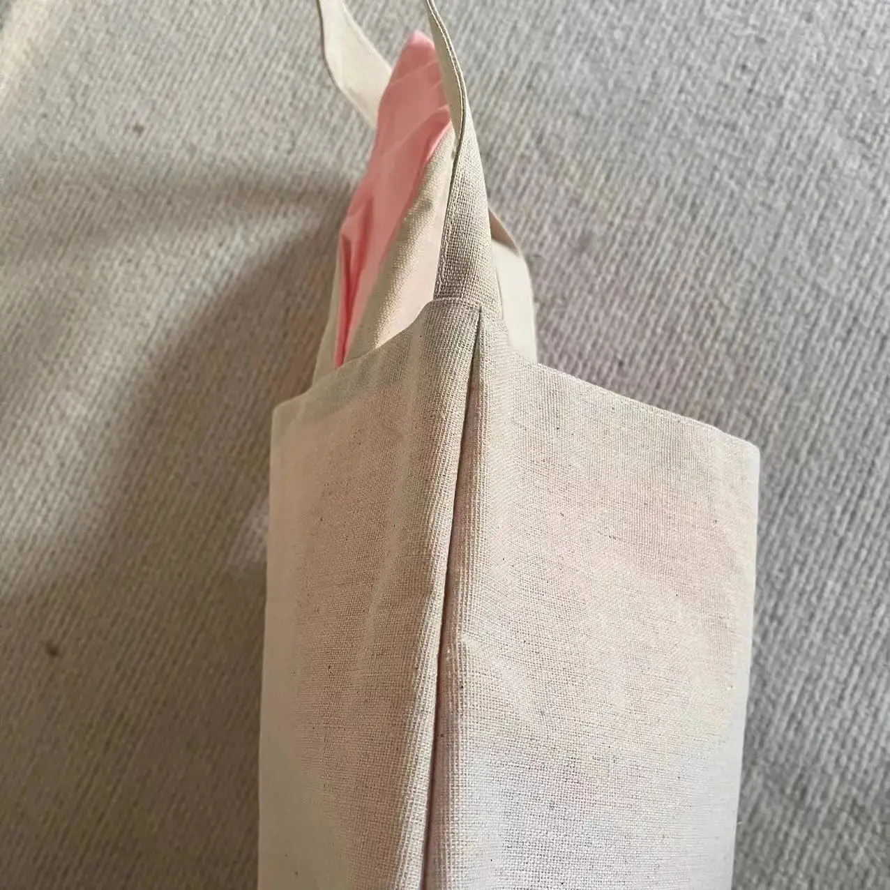 Jute Rabbit Gift Bag Happy Easter Blanks Rabbit Ears Pink Bunny Basket For Egg Birthday Party Favor Cloth Bag For Kids Boys 1pc