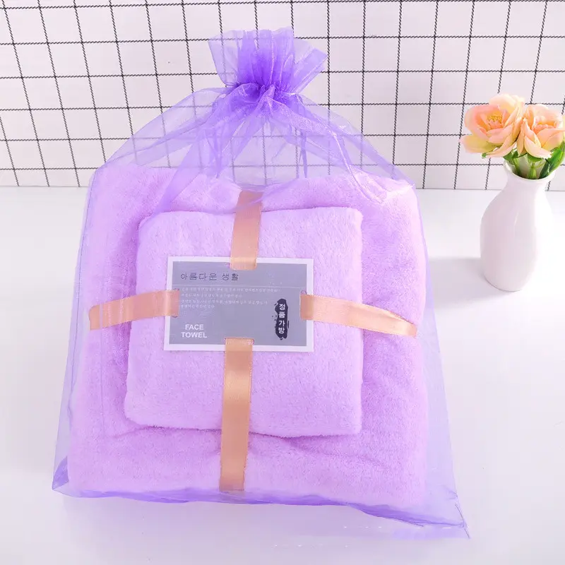 2pc Bath Face Towels Set Super Soft Water Absorbent Quick drying Microfiber Velvet Towel For Bathroom Adult Home Hotel & Spa