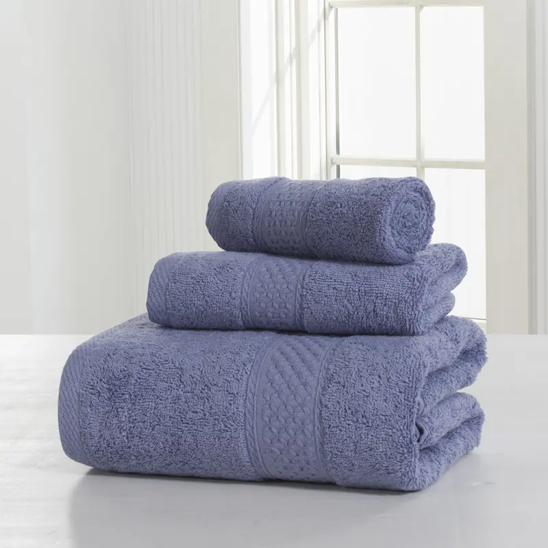 Shower Bath Room Towel Set, 100% Cotton Terry Cloth, Candy Color, Hand/Face/Bath Towel for Home Hotel  70*140cm, 3Pcs/Set