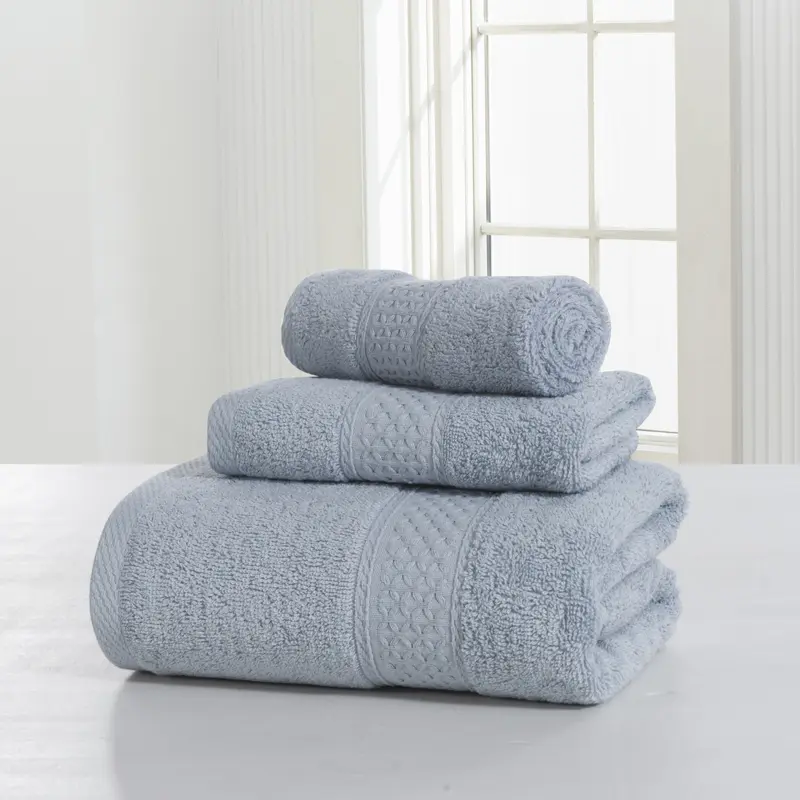 Shower Bath Room Towel Set, 100% Cotton Terry Cloth, Candy Color, Hand/Face/Bath Towel for Home Hotel  70*140cm, 3Pcs/Set