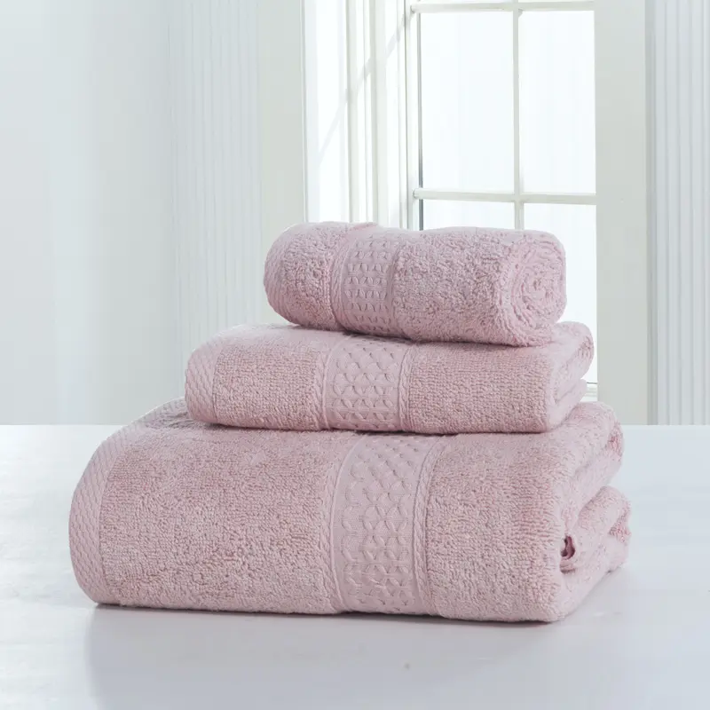 Shower Bath Room Towel Set, 100% Cotton Terry Cloth, Candy Color, Hand/Face/Bath Towel for Home Hotel  70*140cm, 3Pcs/Set