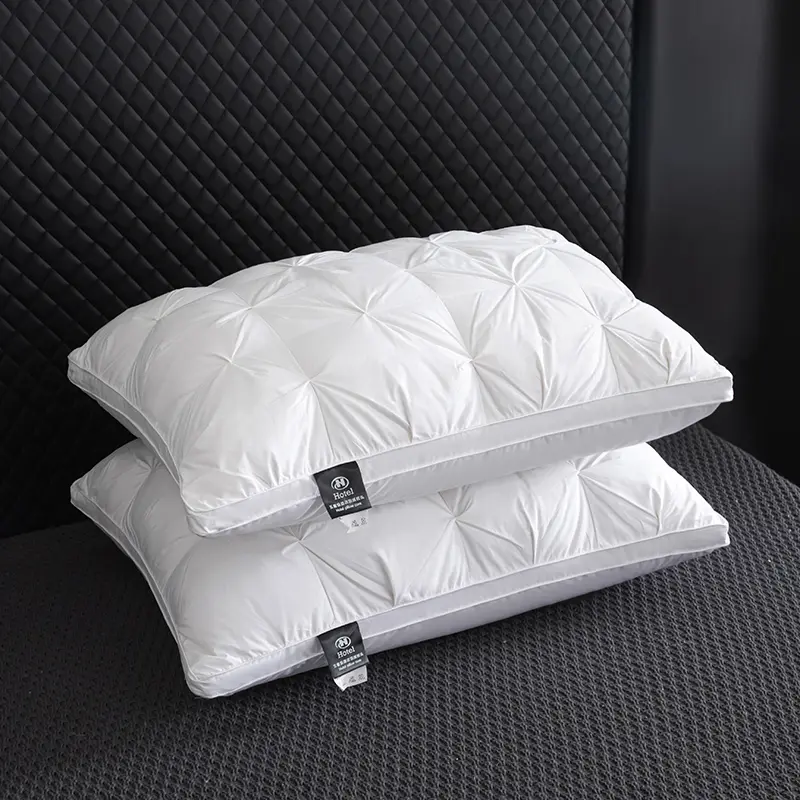 Five-Star Hotel 95% Goose Down Pillo,Pure Cotton Face,3D Bread Pulling Flower Sleeping Pillow Core,Adult Home almohadas 48*74cm