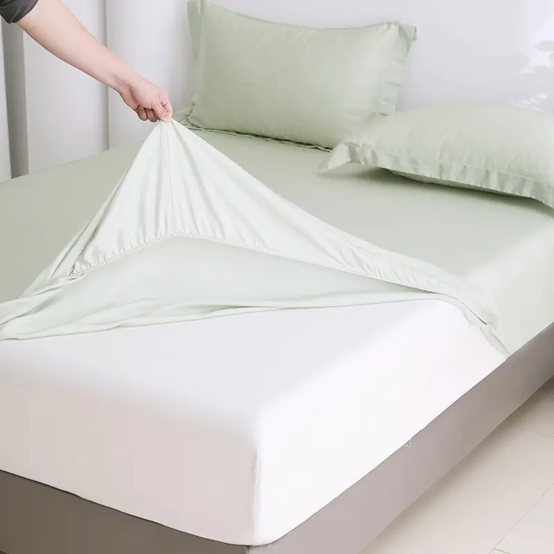 Bamboo Fiber Bedding Set 600TC Home Linen Cooling Plant Fiber US King 183*203*40cm Fitted Sheet Deep Pocket Silky Mattress Cover