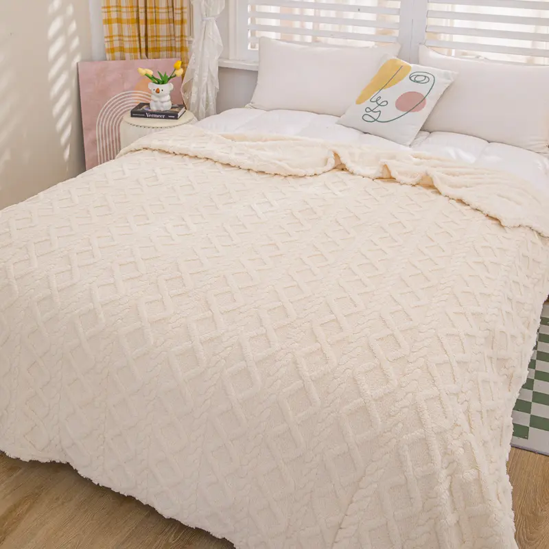 Opulent Plush: Double-Sided Taffeta Jacquard Throw Blanket - Luxurious, Exquisite Pattern, Enhanced Cozy Warmth for All Seasons