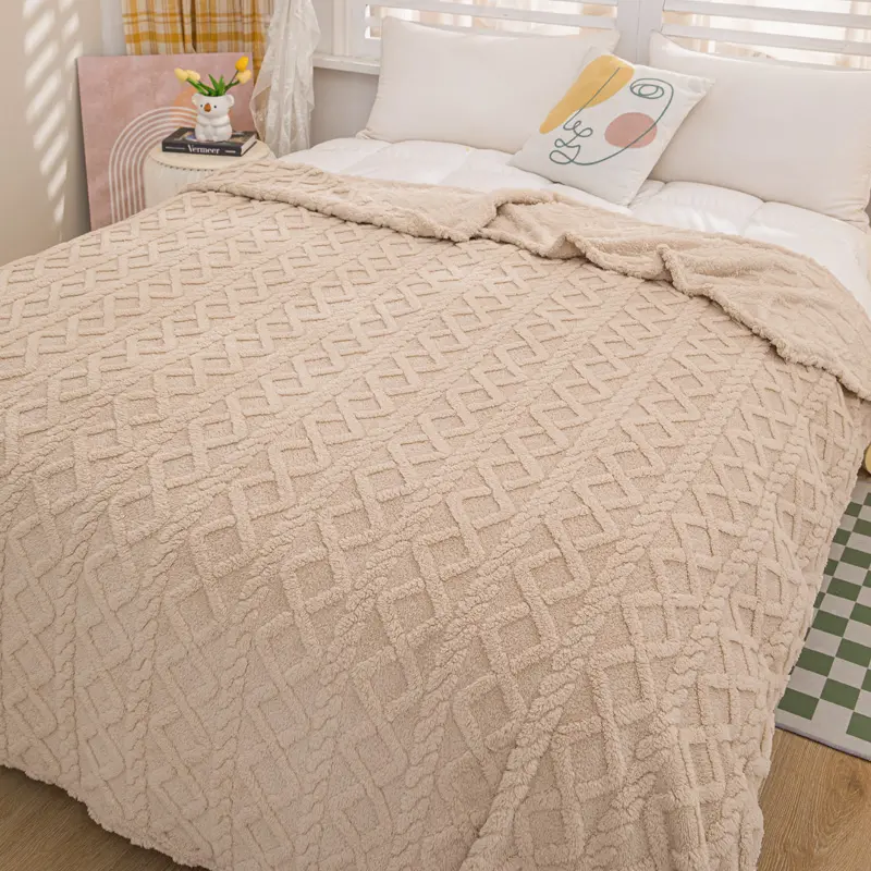 Opulent Plush: Double-Sided Taffeta Jacquard Throw Blanket - Luxurious, Exquisite Pattern, Enhanced Cozy Warmth for All Seasons