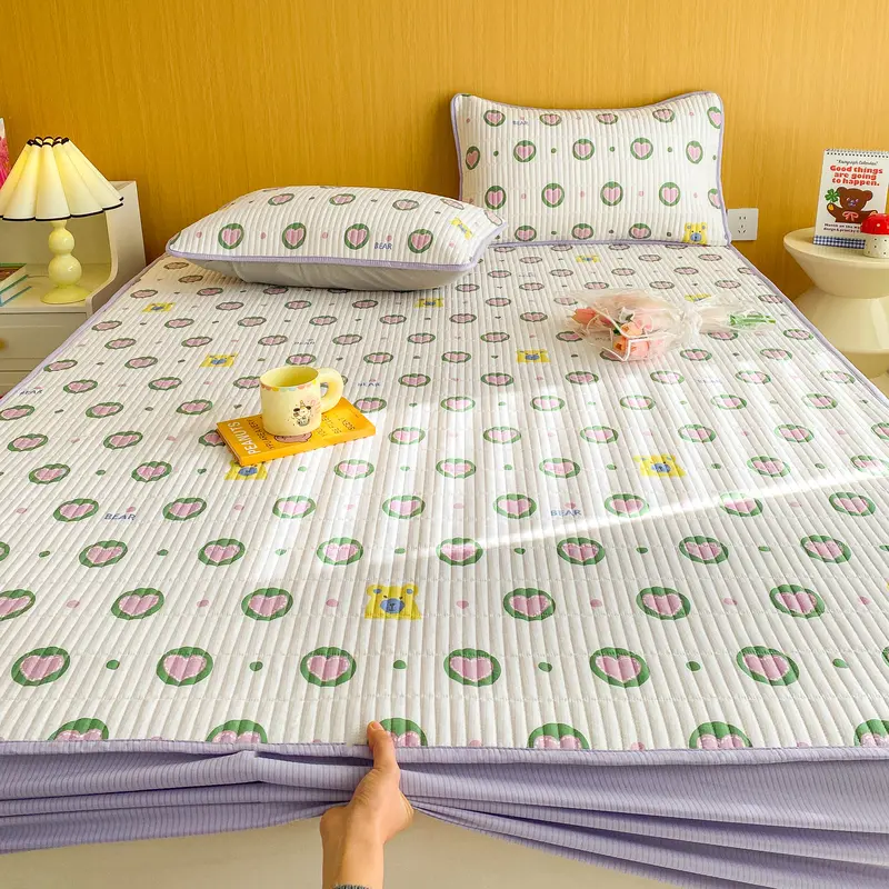 New Bubble Cotton Mattress Protector - Antibacterial & Breathable, Quilted Printed Design - Bedroom Mattress Cover,Easy Care