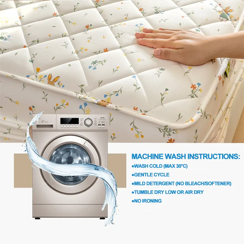Quilted  Mattress Cover Antimicrobial Mattress Protector- Hypoallergenic & Breathable,Cotton Surface for Lasting Comfort