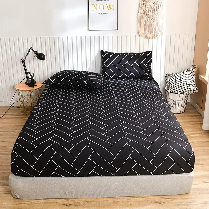 Modern Minimalist Style Ultra Soft Brushed Polyester Bed Fitted Sheet - Sleek Design, Hypoallergenic, Wrinkle-Free