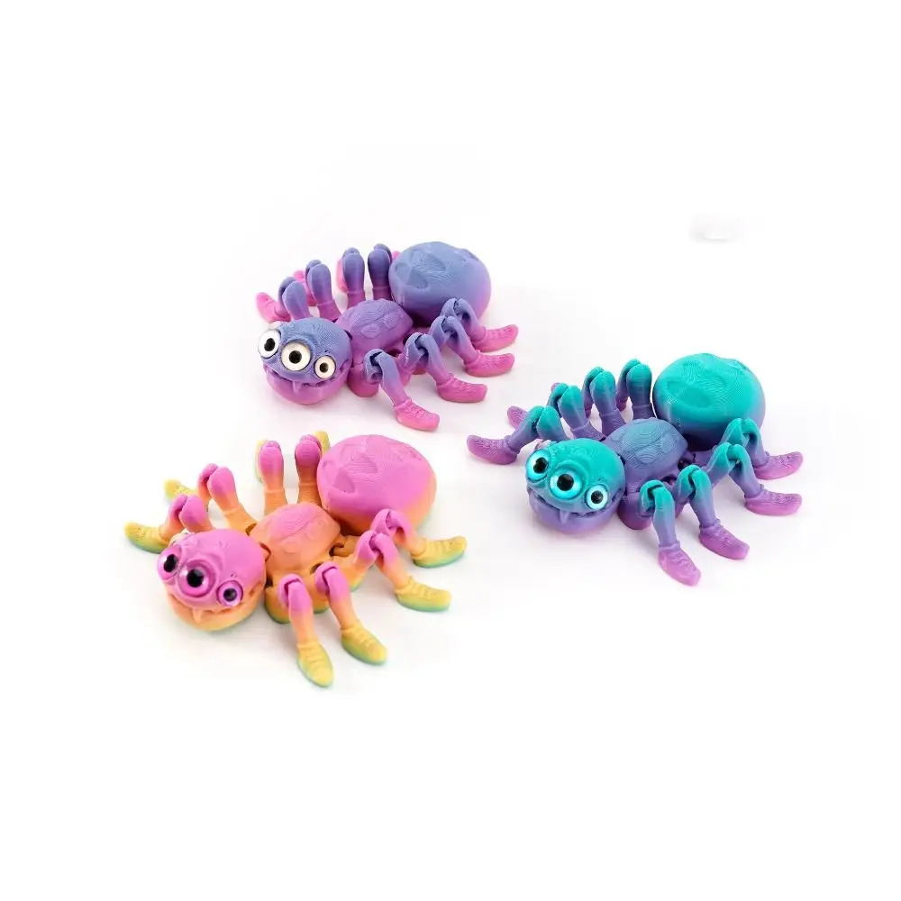 Plastic 3D Printed Joint Movable Spider Multi-jointed Movable Spider Desktop Ornaments 5 Colors Articulated Fidget Toy