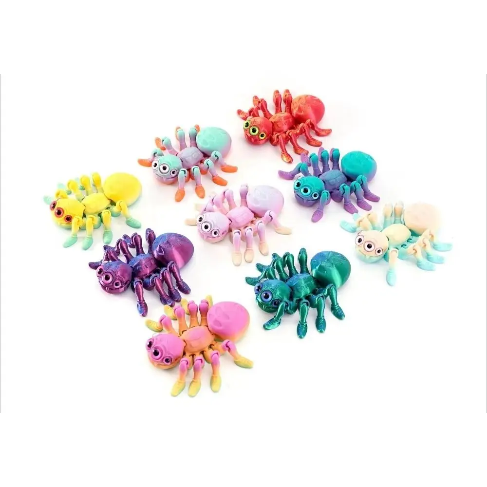 Plastic 3D Printed Joint Movable Spider Multi-jointed Movable Spider Desktop Ornaments 5 Colors Articulated Fidget Toy