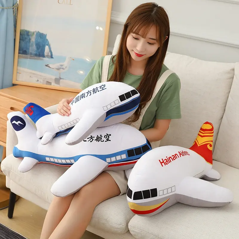 40cm-80cm Simulation Funny Airplane Plush Stuffed Toys Soft Cartoon Aircraft Doll Nap Pillow Home Decor Boys Birthday Gifts