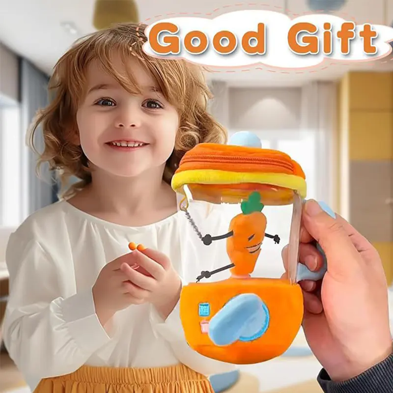 Rotating Carrot Plush Toy Cartoon Drawstring Rotating Dancing Carrot Flower Interactive Novelty Cute Vegetables Toy for Boy Girl