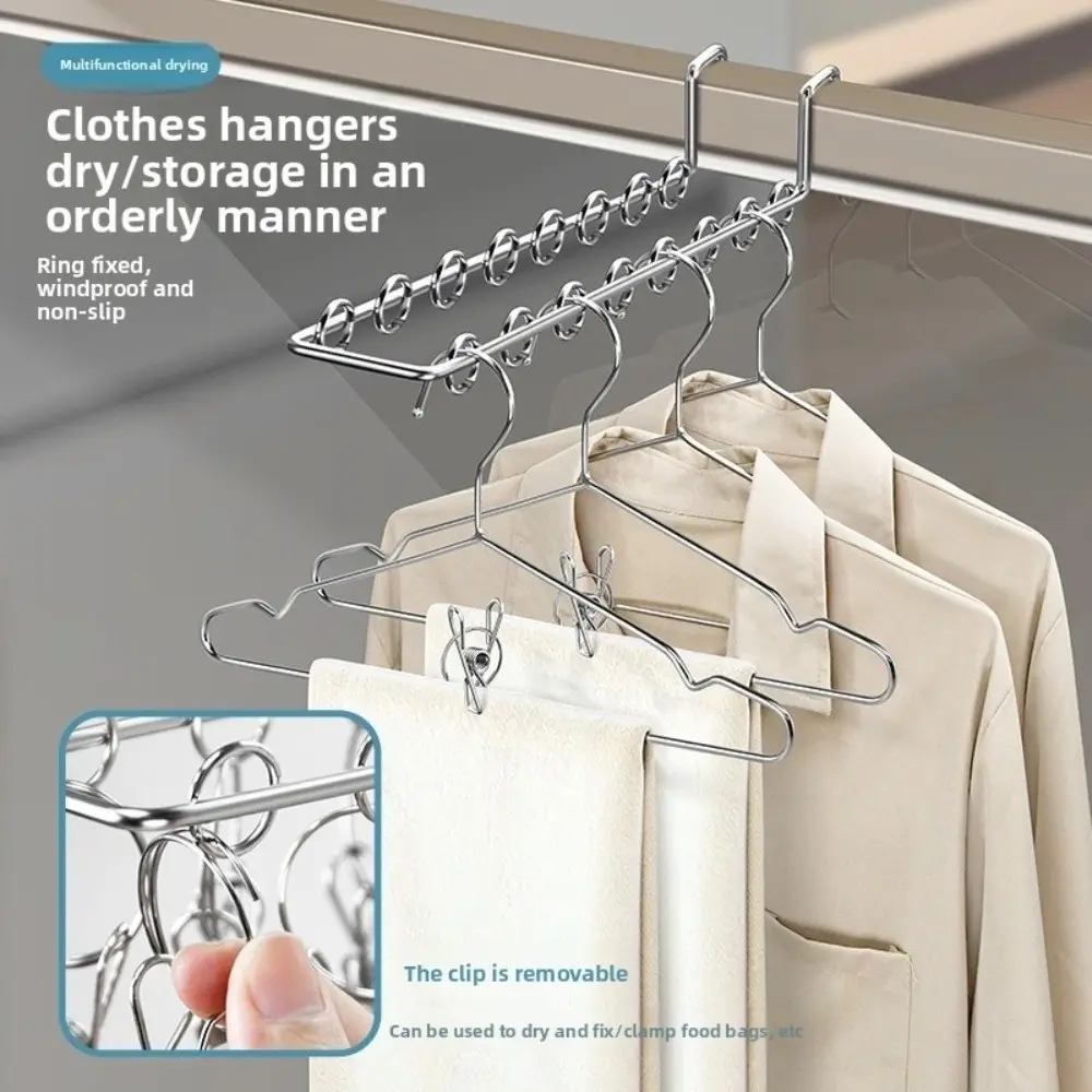 10/16 Clips Sock Drying Rack Wall-Mounted with Detachable Clips Underwear Drying Rack Stainless Steel Durable