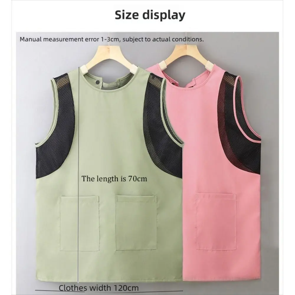 Trendy Waterproof Apron Anti Dirty Large Pockets Kitchen Aprons Breathable Cartoon Coffee House Uniform for Baking