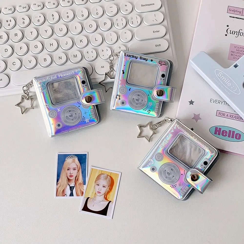 New Hollow Color Mini Photo Album with Keychain PVC Photo Card Holder Kpop Photocard Binder
