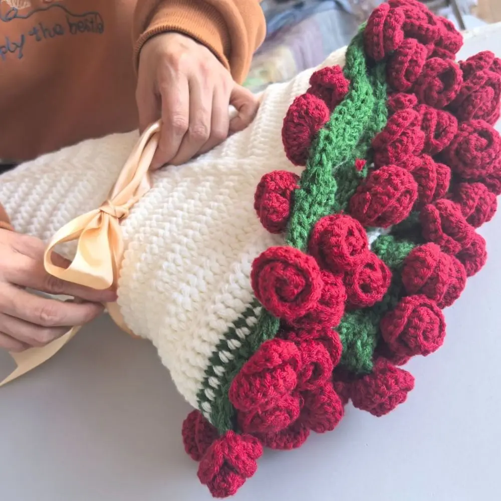 Creative 60cm Rose Bouquet Blankets Finished Product Crocheted Blanket Baby Blanket Gifts