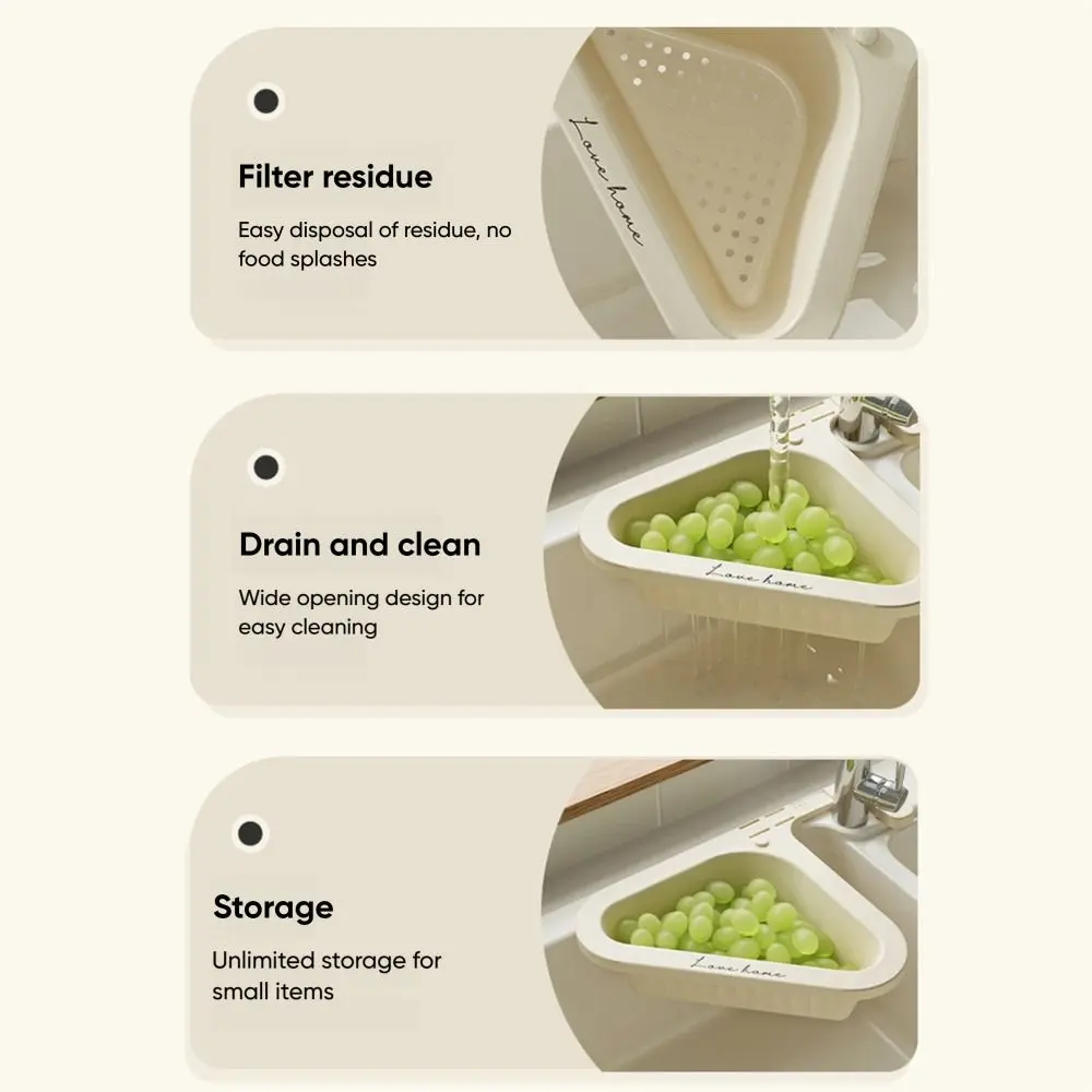 Gifts Triangle Kitchen Drain Basket Punch-free Portable Sink Retractable Rack Kitchen Accessories Vegetable Basin