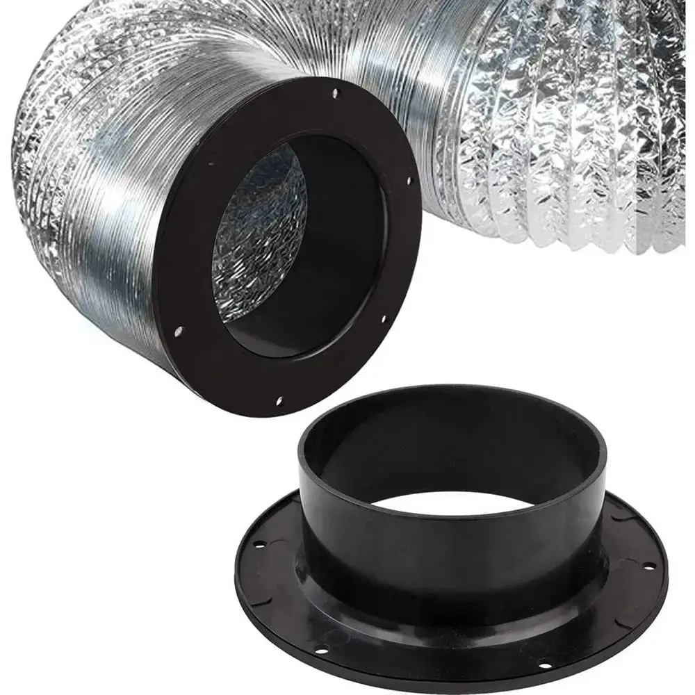 Household Accessories Round Wall Flange Connector Black Plastic Ventilation Pipe Joint Air Ducting Connection Ventilation Pipe