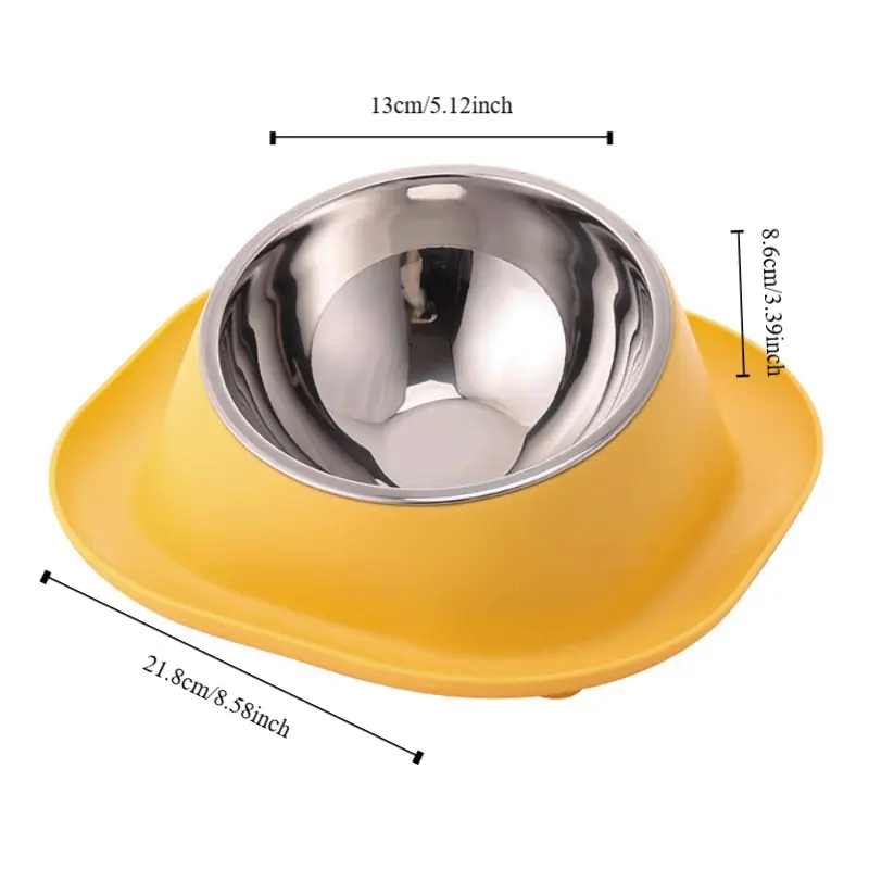 Large Capacity Stainless Steel Dog Bowl Heavy Duty Easy Clean Cat Bowl Rust-Proof Slanted Mouth Design Pet Bowl Pet Feeding