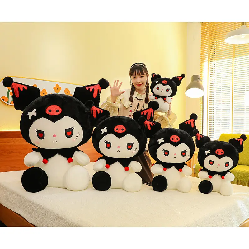 25cm Cute Plushie Devil Dark Kuromi Doll Plush Toys Large Room Decoration Doll Cartoon Stuffed Animal Doll Pillow Girl Gifts