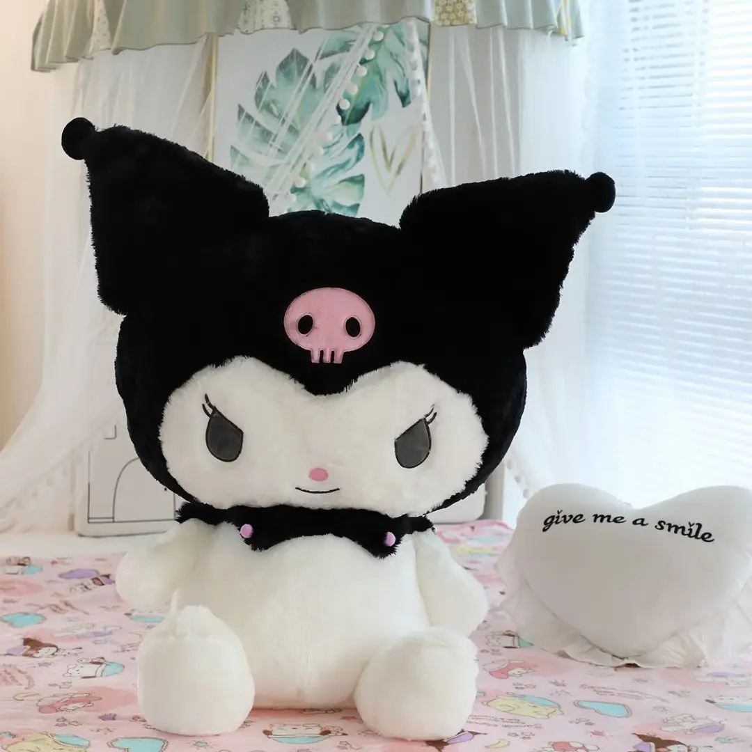 Big Size Sanrio Kuromi Plush Toys Kawaii Stuffed Kuromi Plushies Doll Anime Cartoon Ragdoll Dol Home Decor Girls&kids Kid Gift