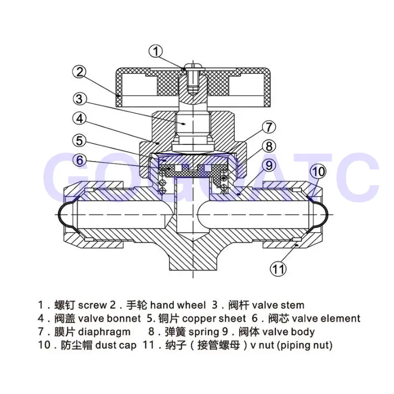 KM diaphragm type hand valve air conditioning cold storage refrigeration manual valve screw port fittings