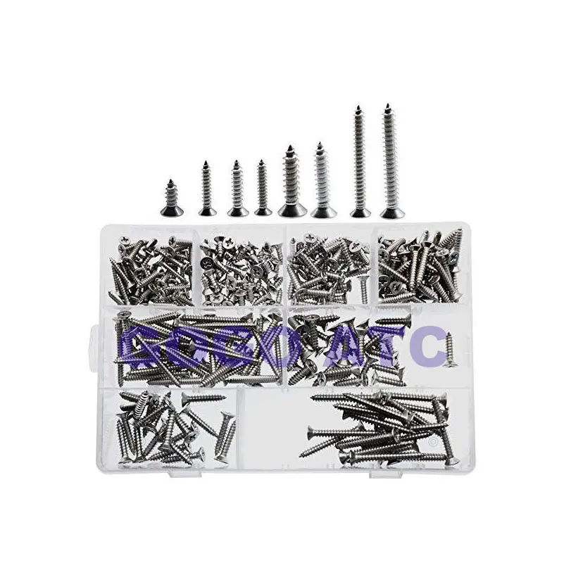 295Pcs Stainless Steel Self Tapping Wood Screw Assortment Kit Lock Nut Wood Flat head Thread Nail Screw Fastener Sets