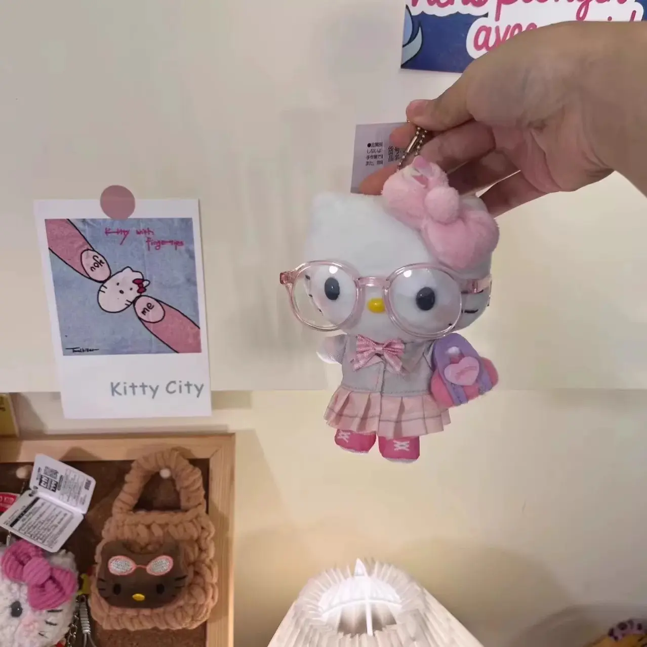 Sanrio Hello Kitty Jk Uniform Plush Toys Pendant Keychain Cute Cartoon Girl Glasses KT Cat Stuffed Doll Decoration Holiday Gifts