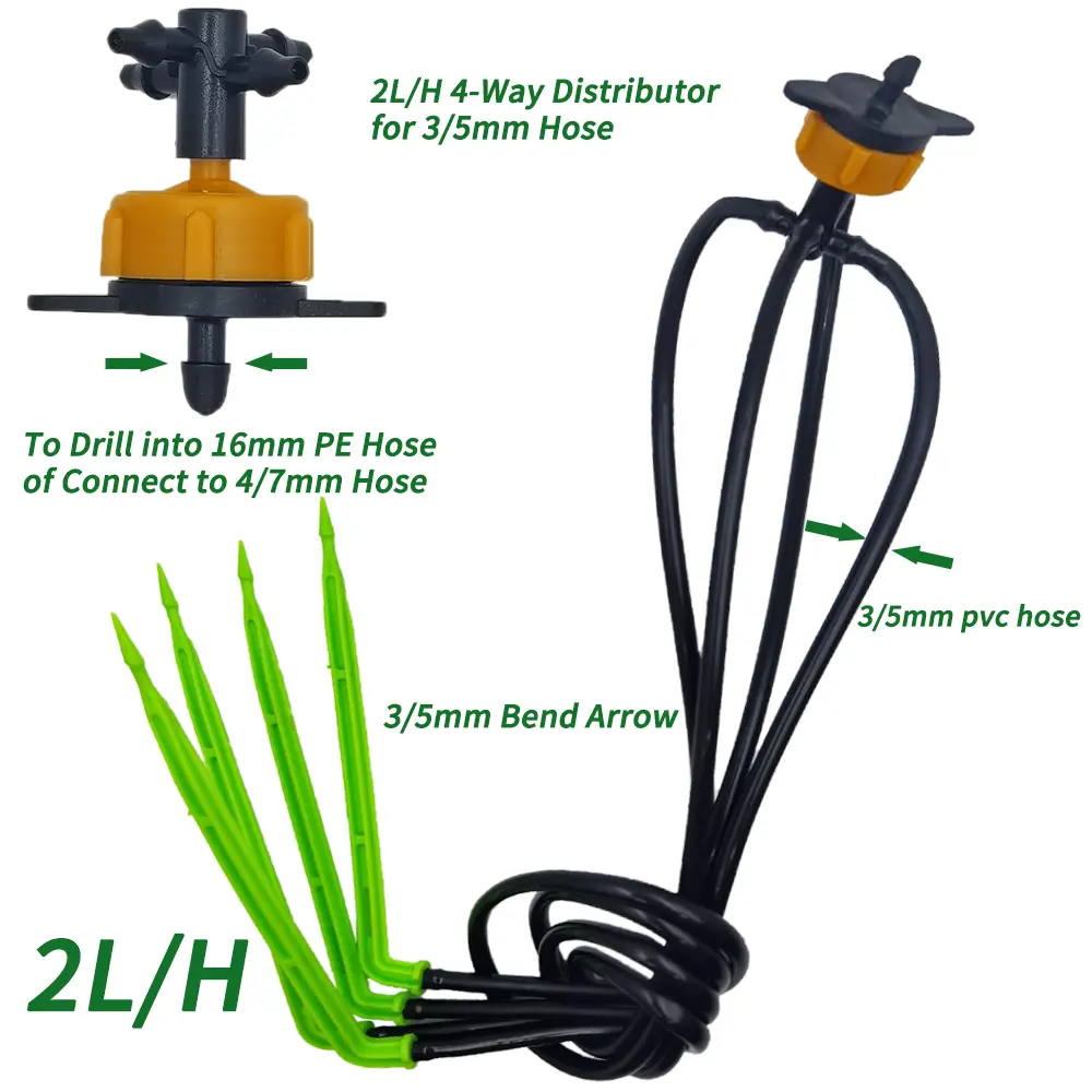Oasis 50-1000PCS 1/8'' Green Drippers 3/5mm Bending Arrow Emitters Garden Potted Irrigation Watering Micro Drip System Fittings