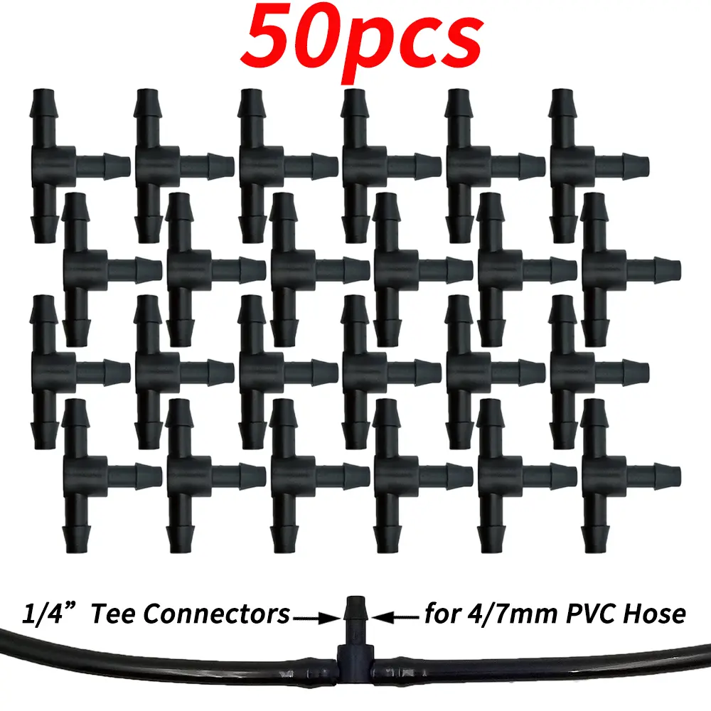 Oasis Garden Water Connector Drip Irrigation for 1/4'' & 1/8'' Tubing Hose Accessories Joint Barbed Tees Cross Eng Plug Adaptors