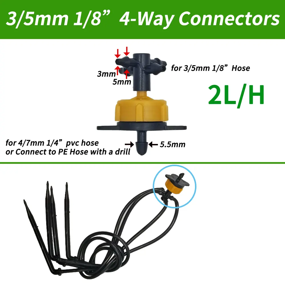 Oasis 10-100M 2L/H Pressure Compensation Emitter Arrow Watering Kits w Puncher for Agriculture Greenhouse Drip Irrigation System