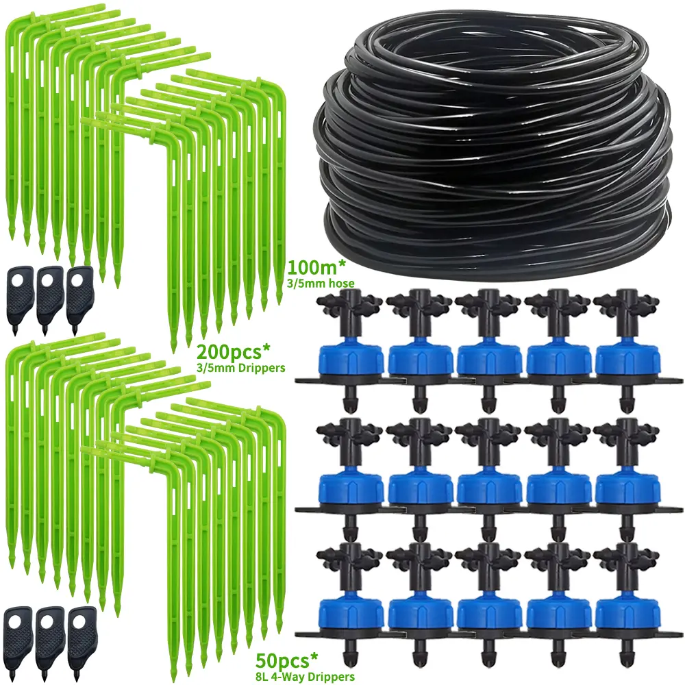Oasis 10-100M 8L/H 4L 2L Garden Micro Drip Irrigation Emitter Greenhouse Watering Systems Kit 3/5mm Arrow Drippers Potted Bonsai