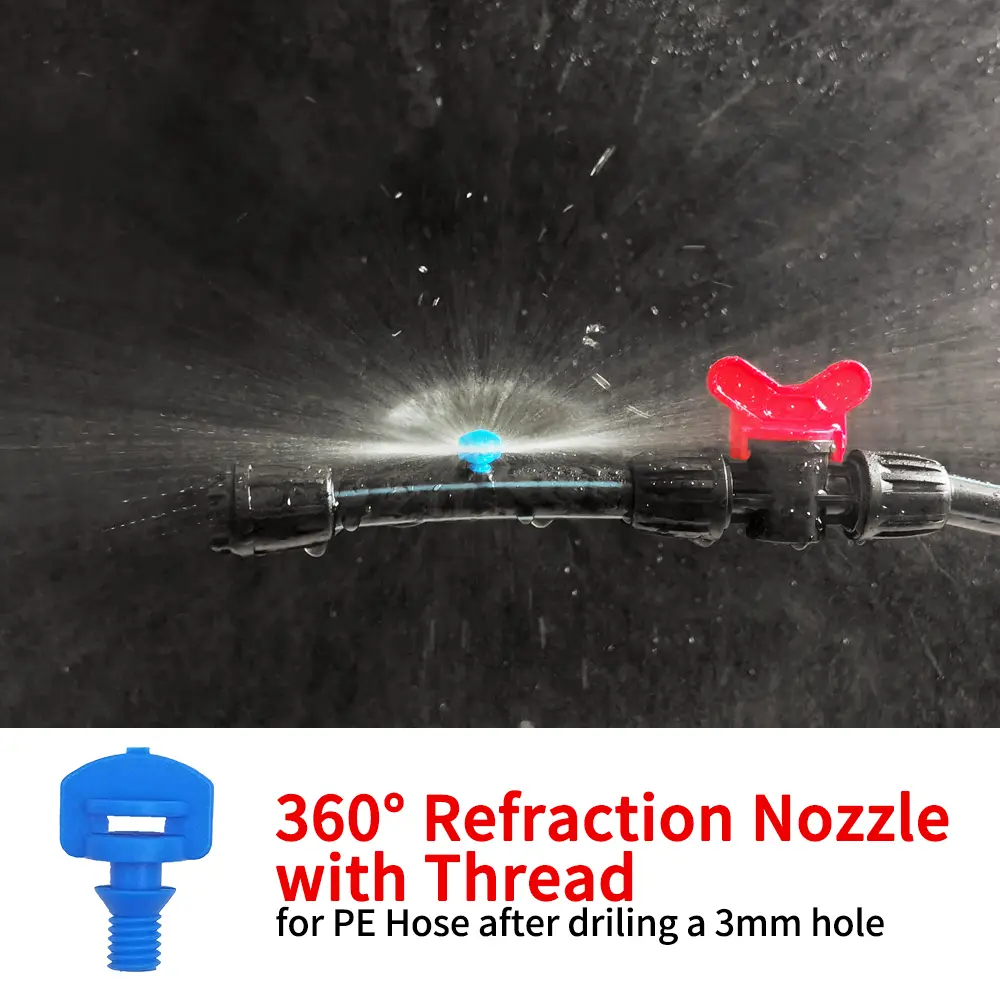 100PCS 90-360° Male Barbed Thread Refraction Micro Nozzles Garden Greenhouse Drip Irrigation Sprinkler Atomized Sprayer Watering